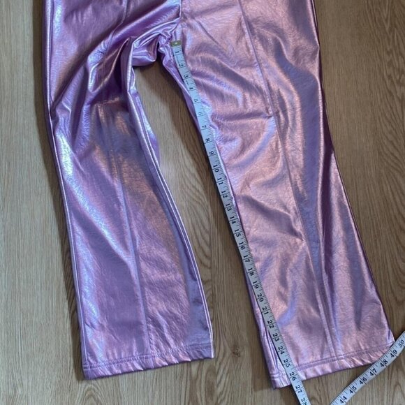 7 For All Mankind Metallic Pink Faux Leather Pants Barbiecore - Picture 8 of 10